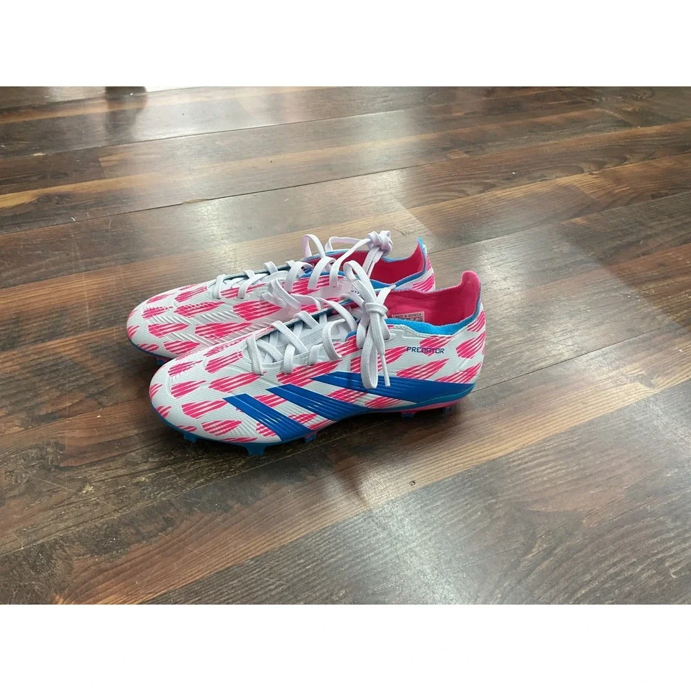 Adidas Predator Youth 5.5 Soccer Cleats‎ White Pink Blue Firm Ground